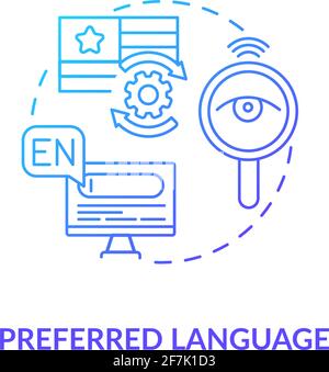 Preferred language blue gradient concept icon Stock Vector
