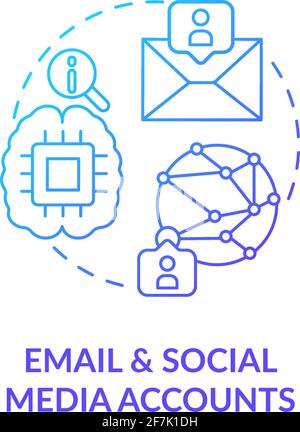 Email and social media account blue gradient concept icon Stock Vector