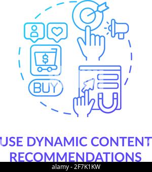 Use dynamic recommendations blue gradient concept icon Stock Vector