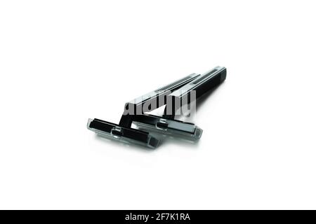 Two black razors isolated on white background Stock Photo