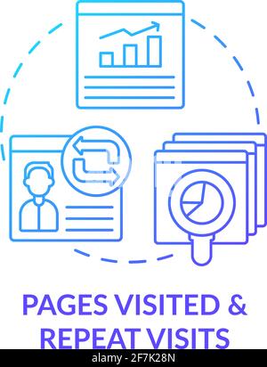 Page visited and repeated visit blue gradient concept icon Stock Vector