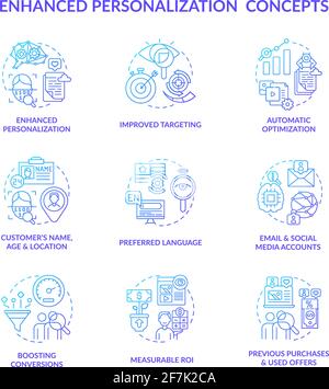 Content personalization blue gradient concept icon Stock Vector Image ...