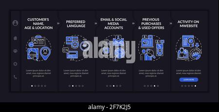 Smart content analytics criteria onboarding vector template Stock Vector