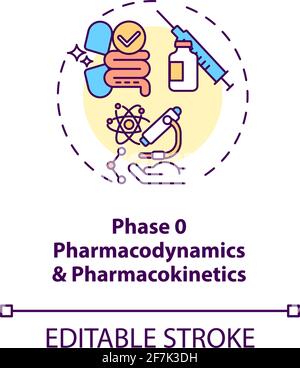 Pharmacodynamics and pharmacokinetics concept icon Stock Vector