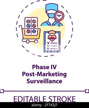 Post-marketing surveillance concept icon Stock Vector