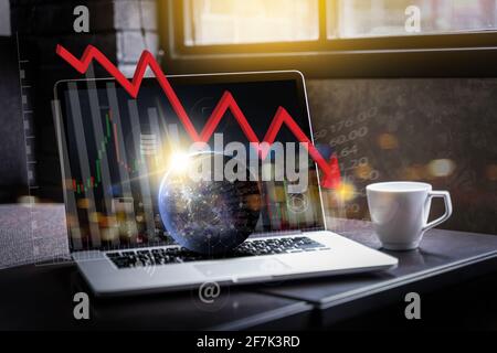 Covid-19, stock market growth graph chart, Business  Economic crisis analyzing sales data and economic Stock Photo