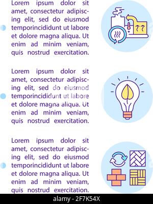 Green office buildings concept line icons with text Stock Vector