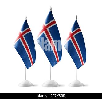 Small national flags of the Iceland on a white background Stock Photo