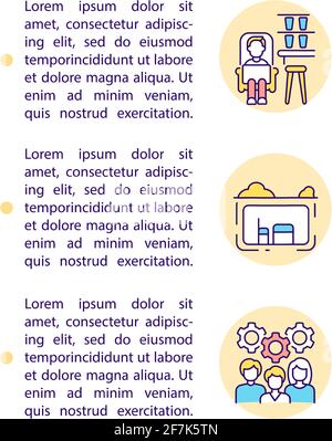 Refuge space in office concept line icons with text Stock Vector