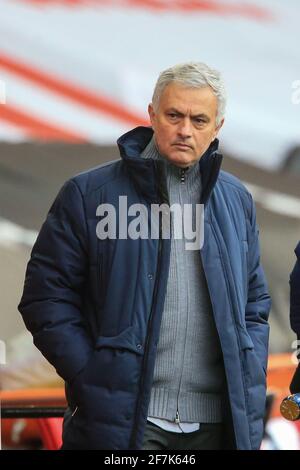 José Mourinho manager of Tottenham Hotspur during the game Stock Photo
