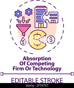 Competing firm and technology absorption concept icon Stock Vector