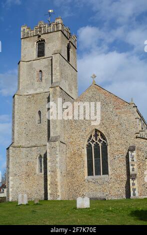 St Mary's Church (Southside), Coddenham, Suffolk, England, UK. An example of a village church in rural Suffolk - 2021