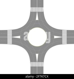 Roundabout road junction over white background Stock Vector
