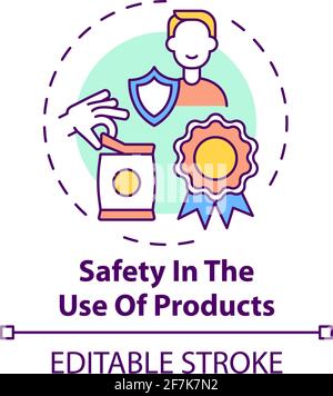 Safety in products use concept icon Stock Vector