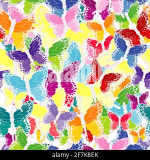 Colorful abstract seamless with butterflies Stock Vector