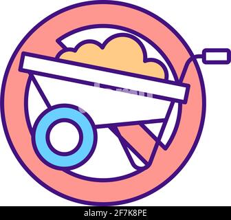 Construction works prohibition sign RGB color icon Stock Vector