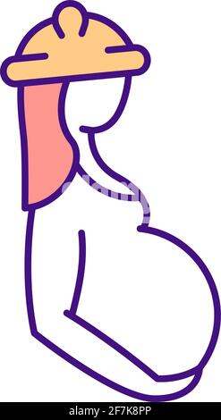 Pregnant worker RGB color icon Stock Vector