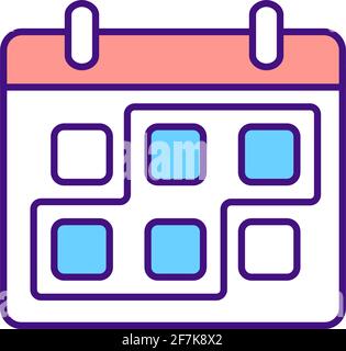 Period marked on calender RGB color icon Stock Vector