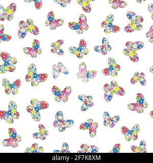 Floral patterned butterflies seamless pattern Stock Vector