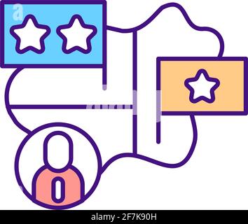 Frontier worker RGB color icon Stock Vector
