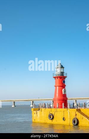 The lighthouse at the coast of Nan'ao island, in Guangdong province, China. Stock Photo