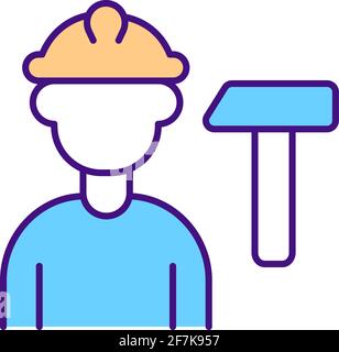 Construction worker RGB color icon Stock Vector