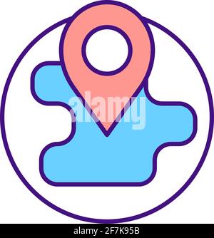 Location on globe RGB color icon Stock Vector