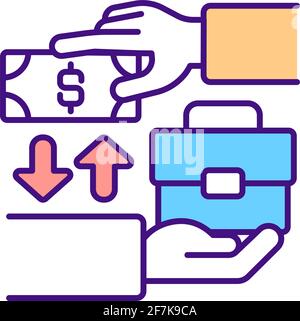 Job salary RGB color icon Stock Vector