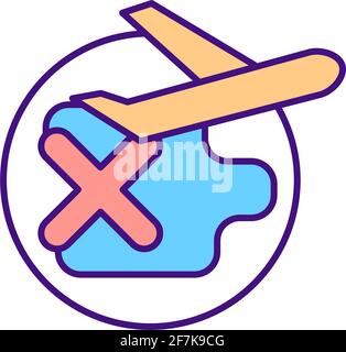 Travel ban RGB color icon Stock Vector