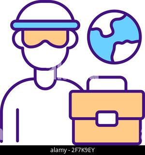 Fraud employment agency for migrant workers RGB color icon Stock Vector