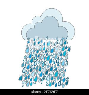 Doodle cloud and rain drops Stock Vector