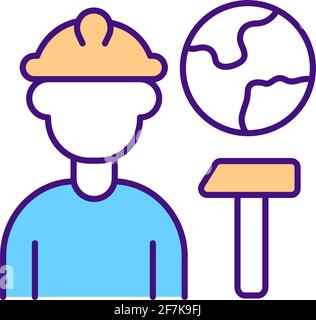 Migrant worker RGB color icon Stock Vector