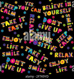 Positive inspirational quotes seamless pattern Stock Vector