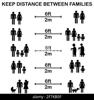 Keep distance between families concept Stock Vector