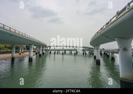 Yanwu bridge, a modern road bridge over sea in Xiamen, China. Stock Photo