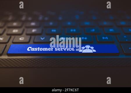 Support graphic conecpt on keyboard key. Customer service icon Stock Photo