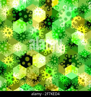 Military virus seamless pattern background. Pandemic concept camouflage Stock Vector