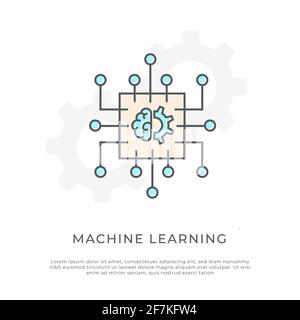 Modern machine learning vector ilustration. Learning data network system concept. Stock Vector