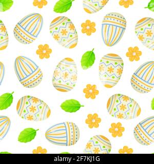 Easter egg seamless pattern. Texture with flowers. Can be used as easter hunt element for web banners, posters and web pages background, wallpaper Stock Vector