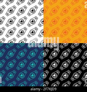 set of seamless patterns with sport belt of boxing champion, winner. Ornament for decoration and printing on fabric. Design element. Vector Stock Vector