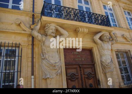 Beautiful doorway of the Tribunal de Commerce in Aix en Provence, France Stock Photo