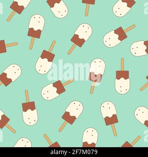 Seamless pattern ice cream . Perfect for wrapping paper and fabric. Stock Vector