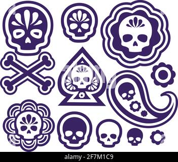 skull and paisley, vintage design t shirts Stock Vector