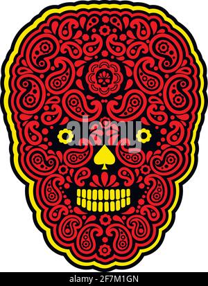 skull and paisley, vintage design t shirts Stock Vector