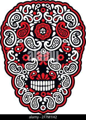 skull and paisley, vintage design t shirts Stock Vector