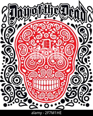 skull and paisley, vintage design t shirts Stock Vector