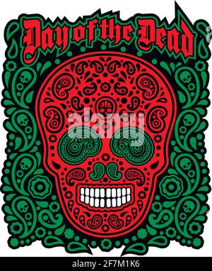 skull and paisley, vintage design t shirts Stock Vector