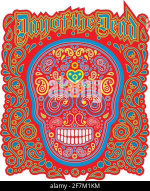 skull and paisley, vintage design t shirts Stock Vector