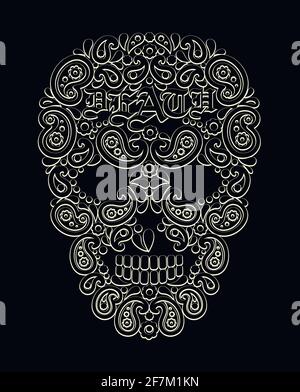 skull and paisley, vintage design t shirts Stock Vector