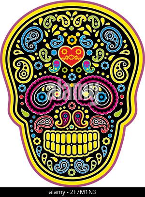 skull and paisley, vintage design t shirts Stock Vector